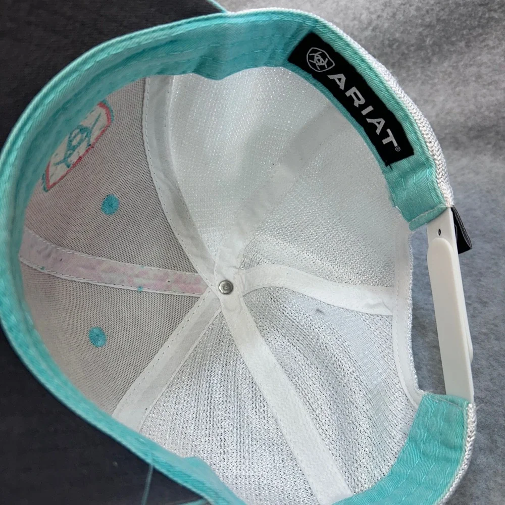 Ariat Aztec Shield Logo Womens turquoise Pink Trucker Hat Snapback Mesh Cap OSFM
